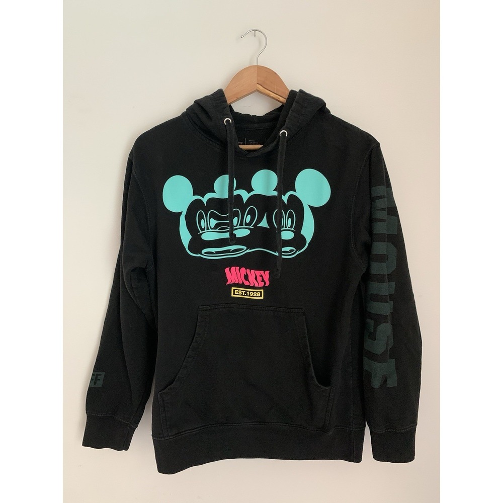 Neff x Disney Mickey Mouse Hoodie Women Sz Small‎ Black Disney Vacation Pullover